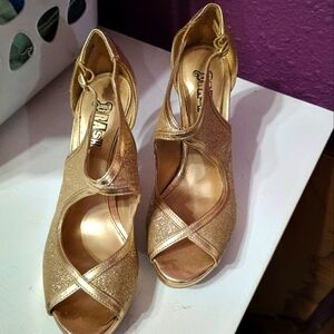 BRASH Gold glitter heels size 6